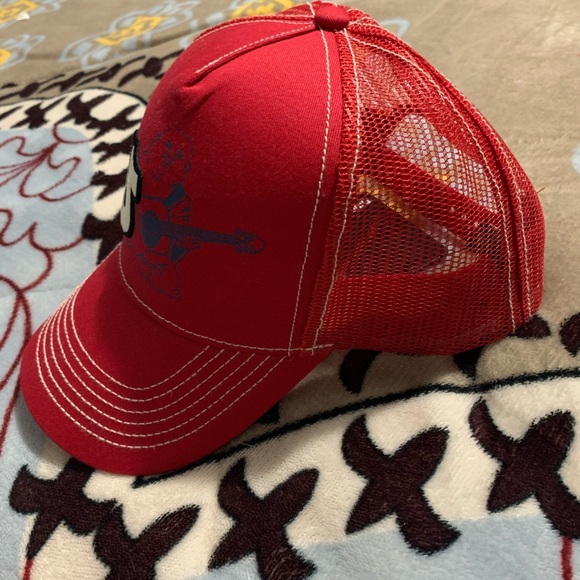 True Religion PLMH0154 Men's Red Mesh Trucker Buddha Snap Back Cap One Size - Picture 2 of 7